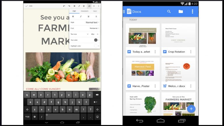 Smartphone-Screenshots mit Google Docs