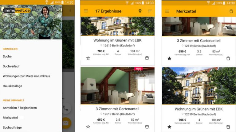 Immobilien-App Immowelt Screenshots