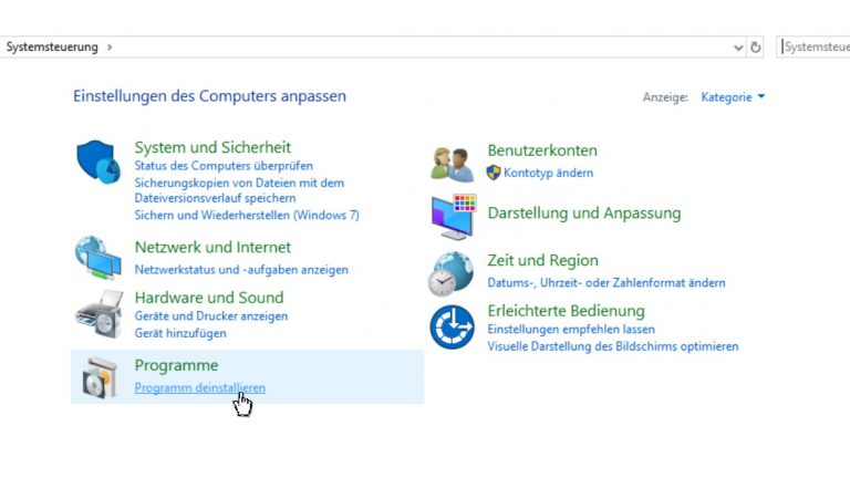 Screenshot Windows 10 iTunes entfernen