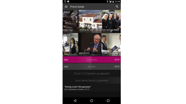 Smartphone mit Fernsehprogramm-App Prime Guide TV Programm