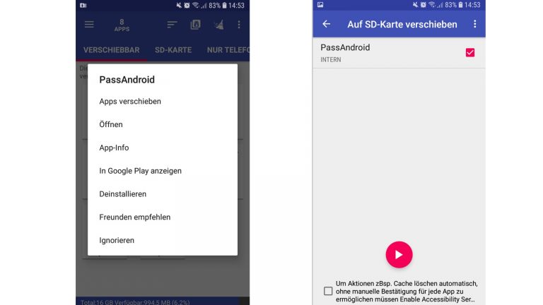 Android-Apps auf SD-Karte verschieben mit App-Manager