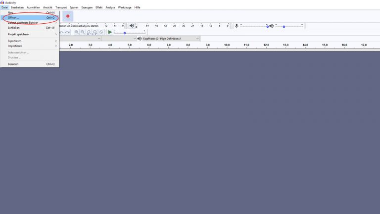 Audacity: Datei öffnen Datei öffnen mit Audacity