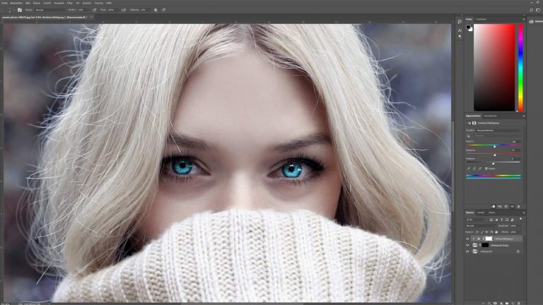 Mit Photoshop Augen türkisblau färben