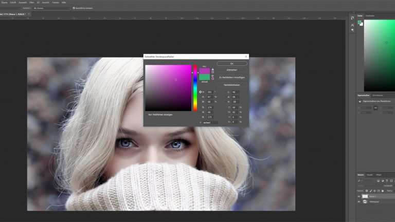 Photoshop: Farbe auswählen Farbe in Photoshop auswählen, in der du die Augen färben willst