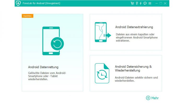 FoneLab: Datenextrahierung wählen, um an Daten zu gelangen