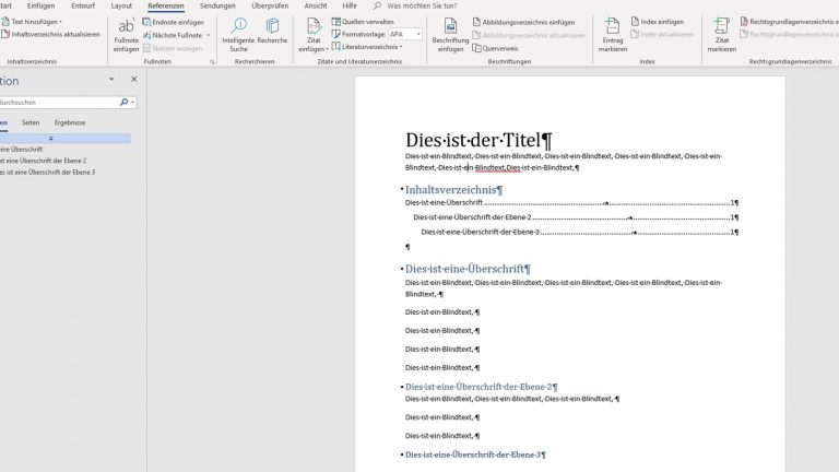 Inhaltsverzeichnis mit Microsoft Word erstellen