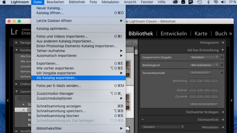 Lightroom Katalog exportieren Lightroom-Katalog: Fotos exportieren