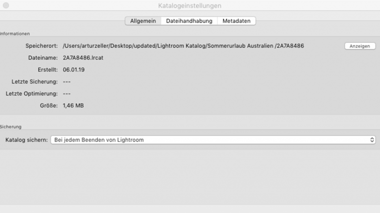 Lightroom Katalog finden Lightroom-Katalog finden