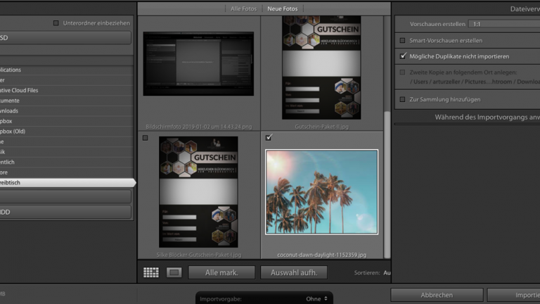 Lightroom Katalog: Import Fotos Lightroom-Katalog: Fotos importieren