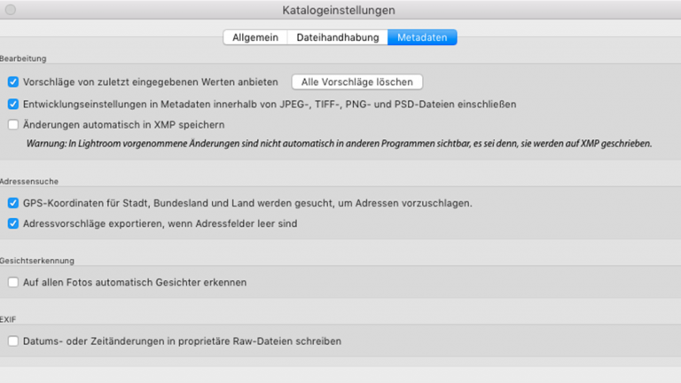 Lightroom Katalog: Metadaten Lightroom-Katalog: Metadaten