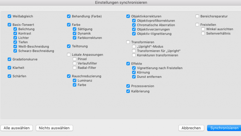 Lightroom Presets: Einstellungen Synchronisieren Lightroom: Einstellungen synchronisieren