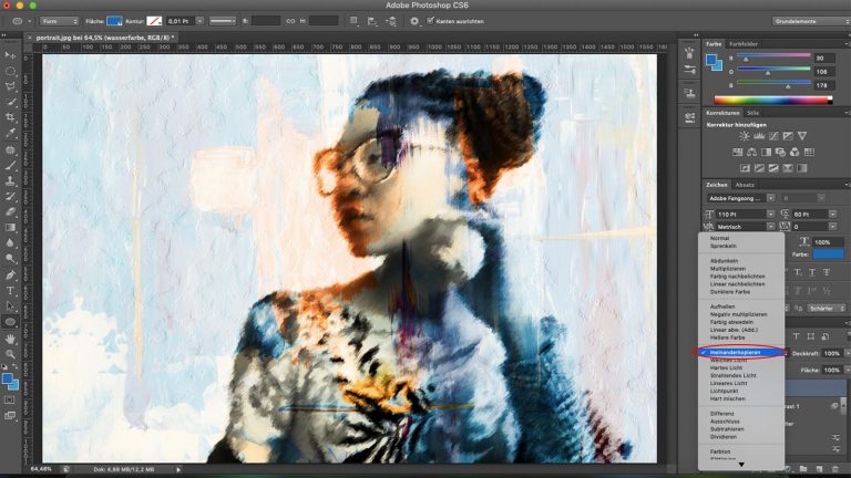 Ebenen mischen, um bei Photoshop Aquarell-Effekt zu erzeugen