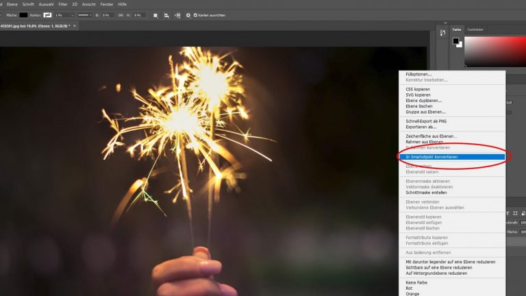 Photoshop Bild schärfen: In Smartobjekt konvertieren Smartobjekt erstellen mit Photoshop
