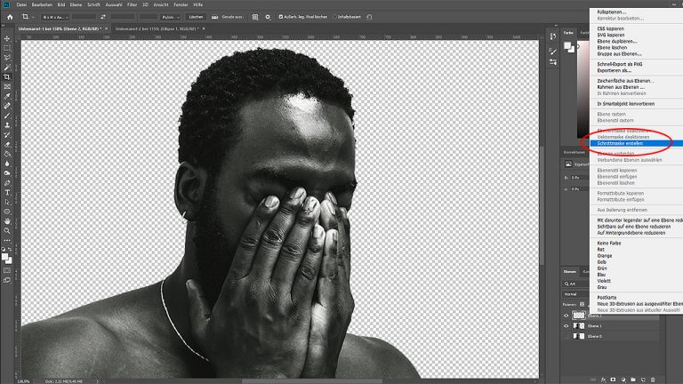 Photoshop Duotone-Effekt: Schnittmaske Ebene in Photoshop zu einer Schnittmaske machen