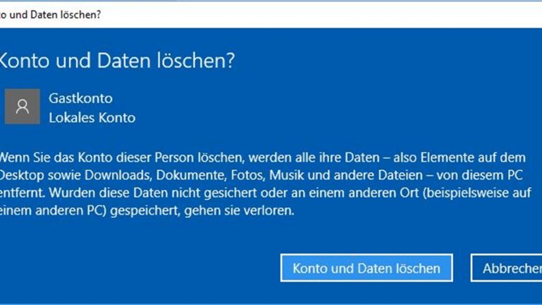 Windows-10-Gastkonto löschen: Entferne alle Daten des Nutzers
