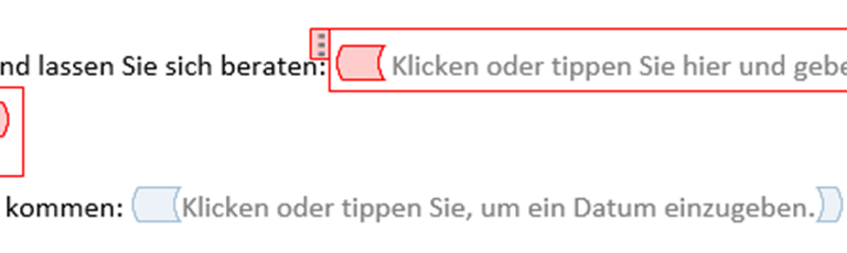 Word-Formular erstellen: Steuerelement Text ändern Word-Fenster mit geändertem Steuerelement-Text