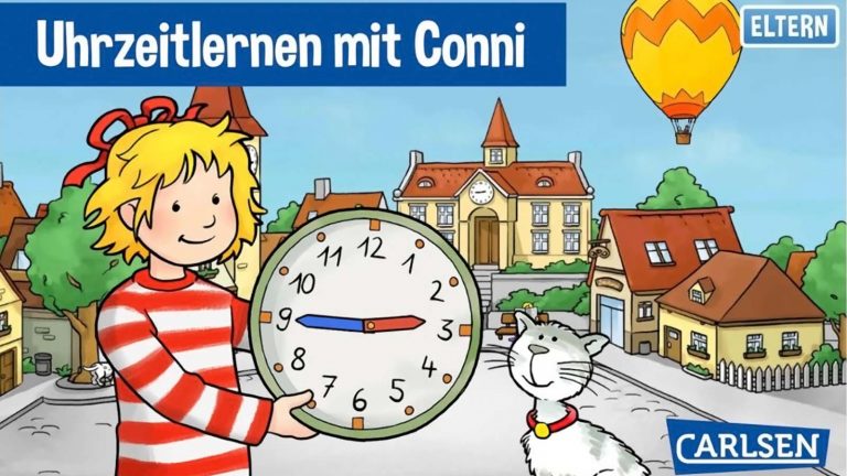 Mit der Conni-Uhrzeit-App vom Carlsen-Verlag spielerisch die Uhrzeit lernen
