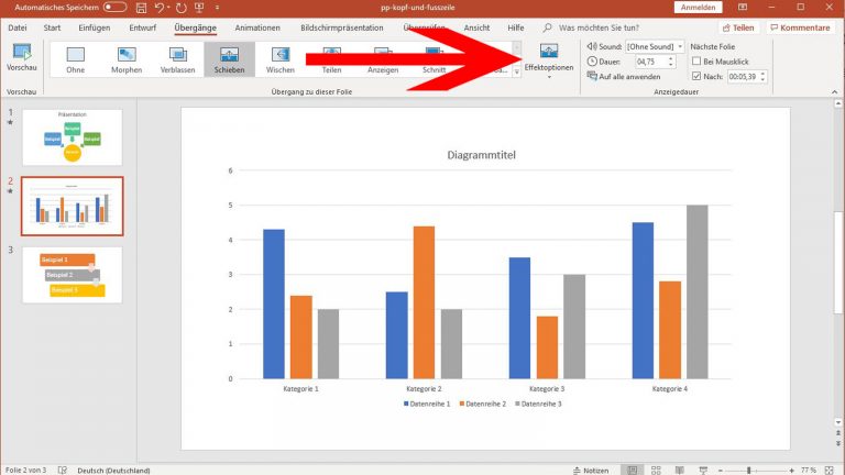 PowerPoint Endlosschleife: Mit Optionen Folienübergang bearbeiten