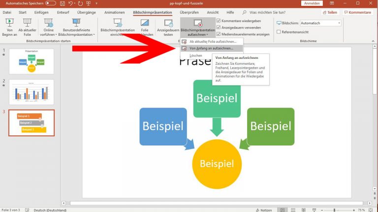 PowerPoint Endlosschleife: Bildschirmpräsentation aufzeichnen