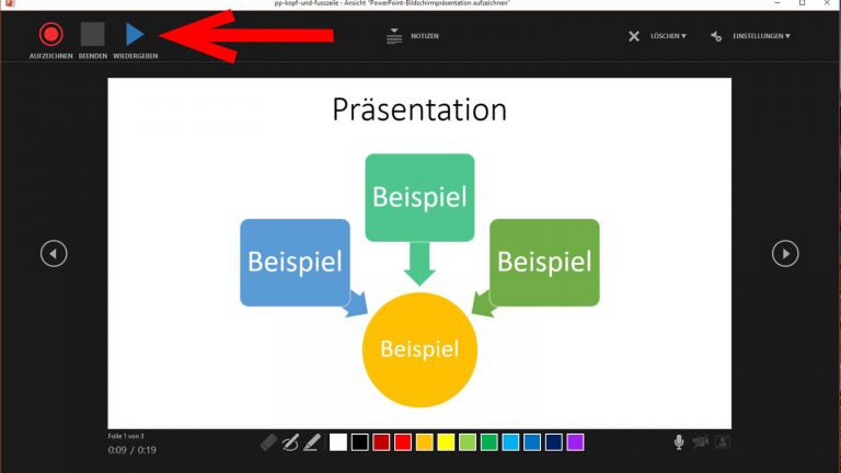 PowerPoint Endlosschleife: Tonaufnahme starten und beenden