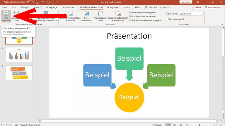 PowerPoint Endlosschleife: Vorschau der Präsentation anzeigen