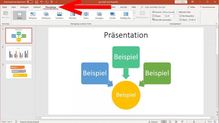 PowerPoint Endlosschleife: Übergänge einfügen