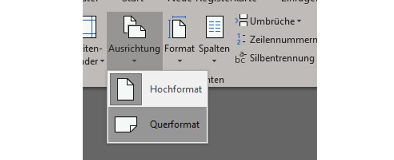 Word-Fenster Querformat