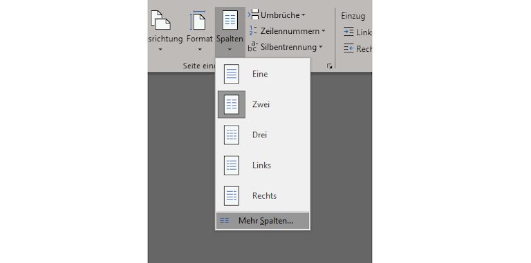 Flyer erstellen: Mehr Spalten Word-Kontextmenü Spalten