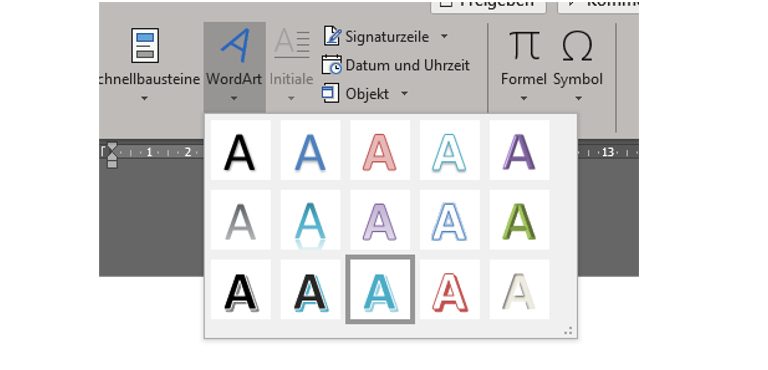 Flyer erstellen: WordArt wählen Word-Fenster Kontextmenü WordArt