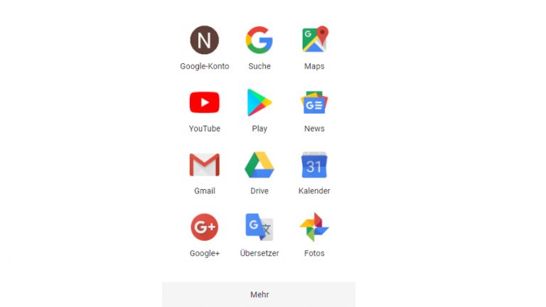 Google-Mail-Fenster Auswahl Apps