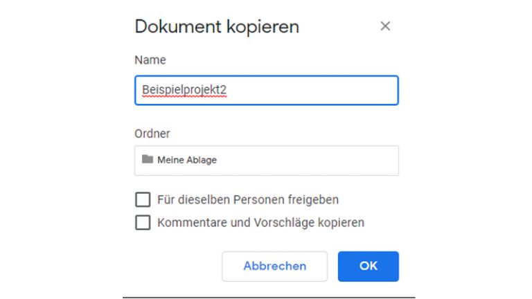 Google Docs erstellen: Dokument kopieren Google-Docs-Fenster Dokument kopieren
