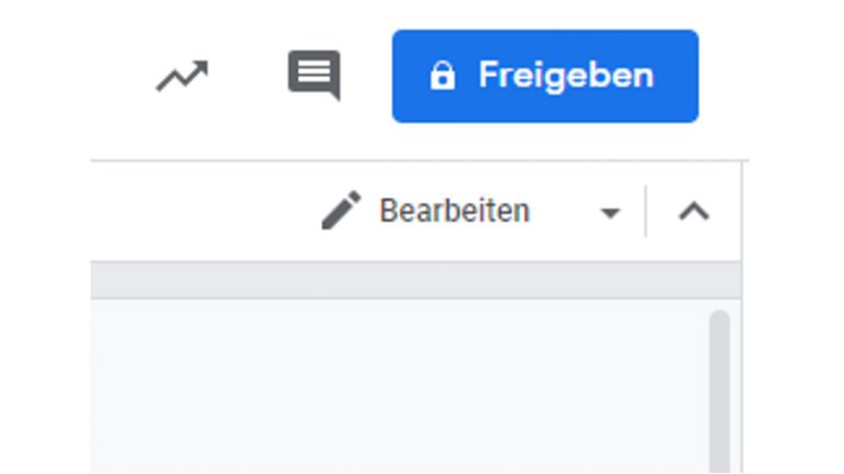Google Docs erstellen: Freigeben Google-Docs-Fenster mit dem Button Freigeben