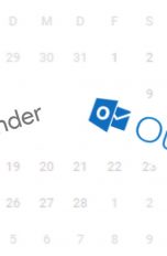 Logos Google-Kalender und Microsoft Outlook synchronisiert vor Kalenderblatt