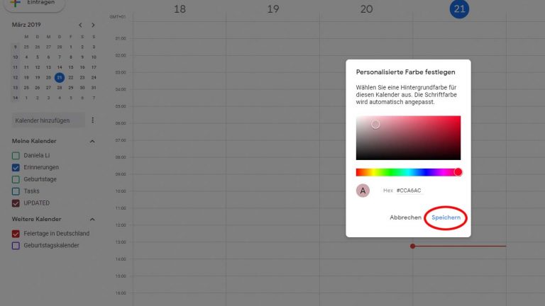 Google Kalender erstellen: Farben bei Google Kalender bearbeiten