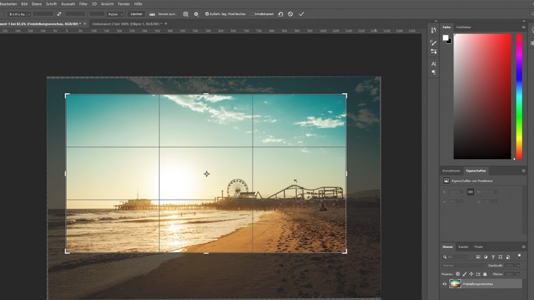 Bild mit Freistellungswerkzeug bei Photoshop zuschneiden