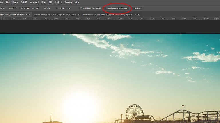 Foto mit Linealwerkzeug bei Photoshop gerade ausrichten