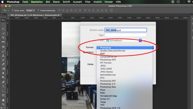 Foto in Photoshop korrekt abspeichern und Dateiformat auswählen