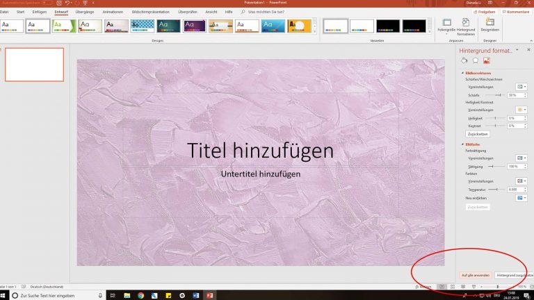 PowerPoint-Hintergrund anpassen und auf alle Folien anwenden