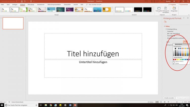 PowerPoint-Hintergrund einfarbig füllen