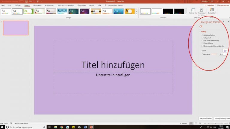 Deckkraft von PowerPoint-Hintergrundfarbe anpassen