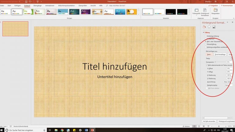 PowerPoint: Bild als Hintergrund einfügen