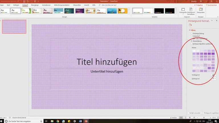 PowerPoint-Hintergrund: Musterfüllung einfügen und bearbeiten