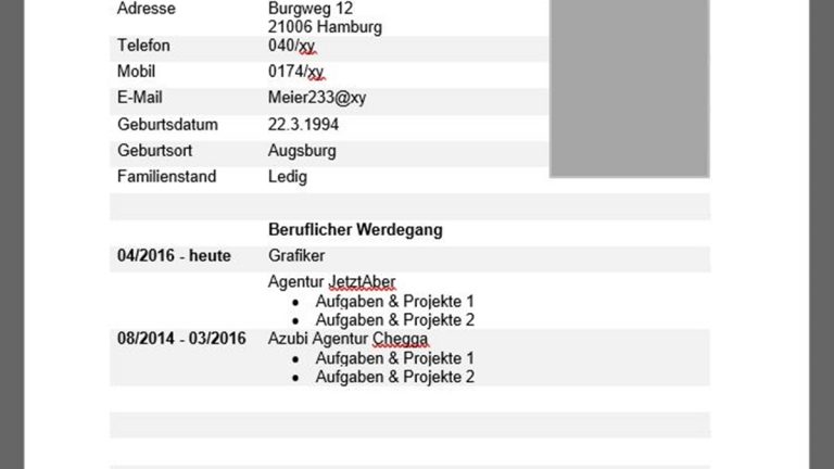 Word-Dokument mit Tabelle ohne Linien