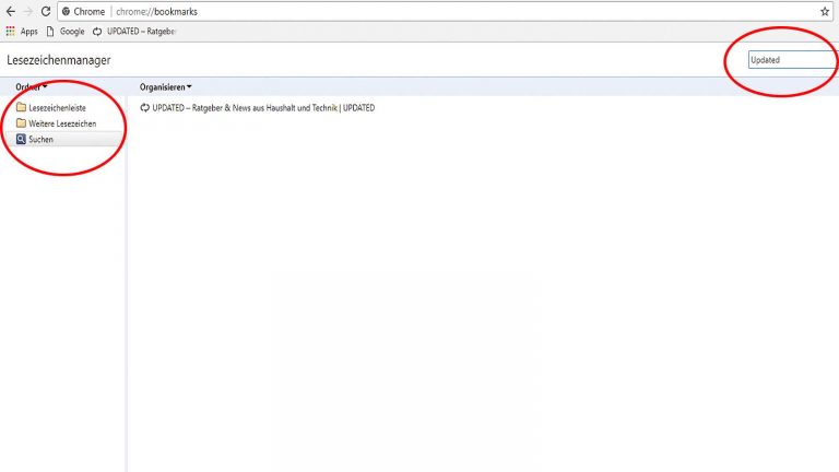 Chrome: Lesezeichen suchen und wiederherstellen auf Desktop