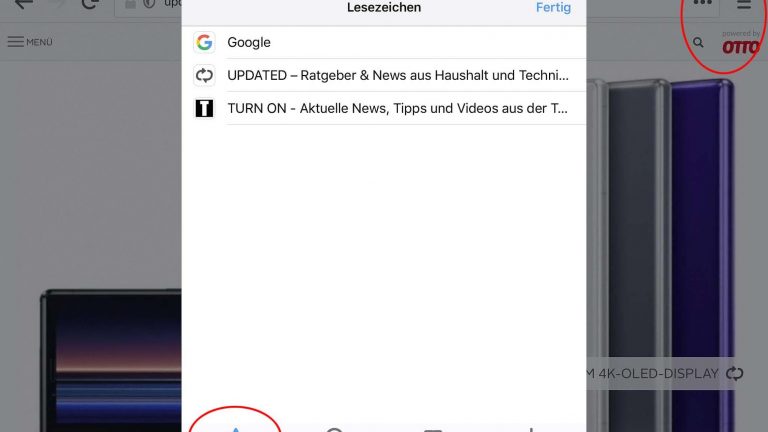 Lesezeichen suchen in iOS