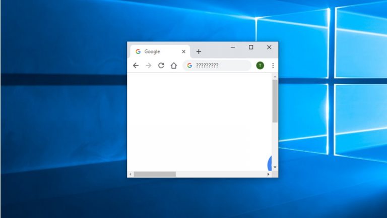Lesezeichen-Symbolleiste verschwunden in Chrome-Fenster, in der Adressleiste stehen Fragezeichen statt einer URL