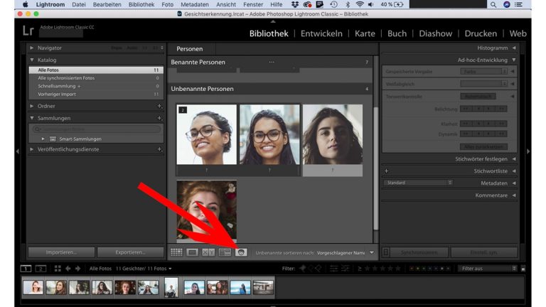 Lightroom Gesichtserkennung: Personenansicht Lightroom-Gesichtserkennung: Ansicht Personen öffnen