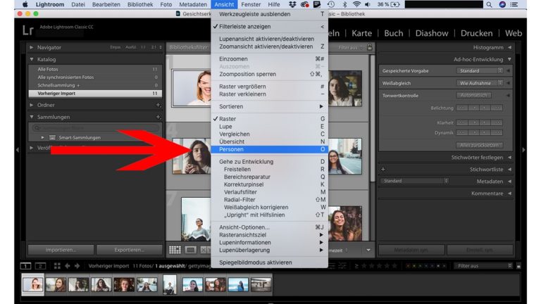 Lightroom Gesichtserkennung starten Gesichtserkennung in Lightroom starten