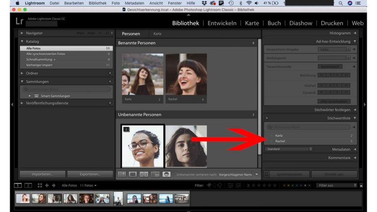 Lightroom Gesichtserkennung: Stichwortliste Lightroom-Gesichtserkennung: Stichwortliste