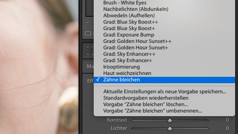 Lightroom Portrait: Effekt Zähne bleichen Lightroom: Zähne bleichen